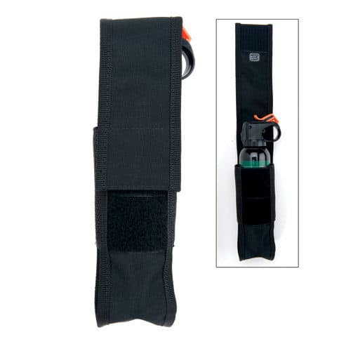 Bear spray holster holding bear spray