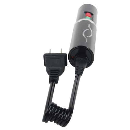 black lipstick stun gun with charging cord attached