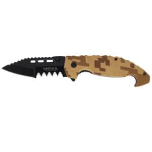 Camouflage folding knife open view