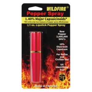 red Wildfire lipstick pepper spray in package