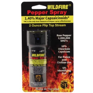 Wildfire pepper spray 2 oz flip top stream in package